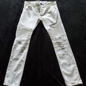 All white Jeans with fashion rips size 34 Men